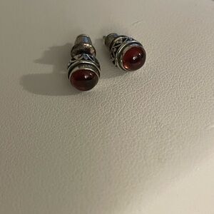 Elegant Garnet and Silver Stud Earrings